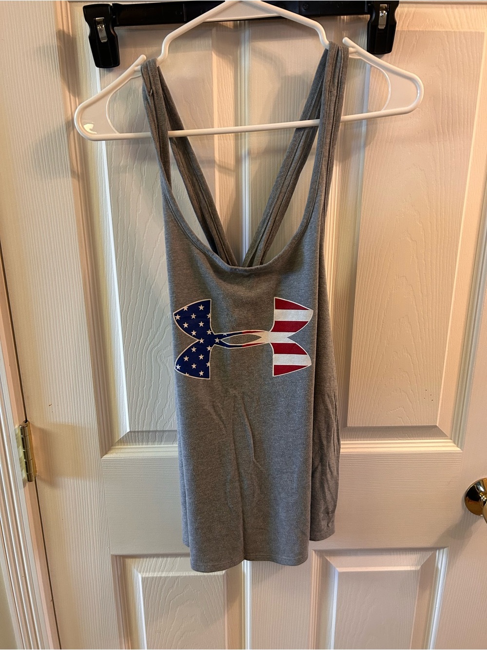 Under Armour Gray Women's Racerback Tank with American Flag Logo